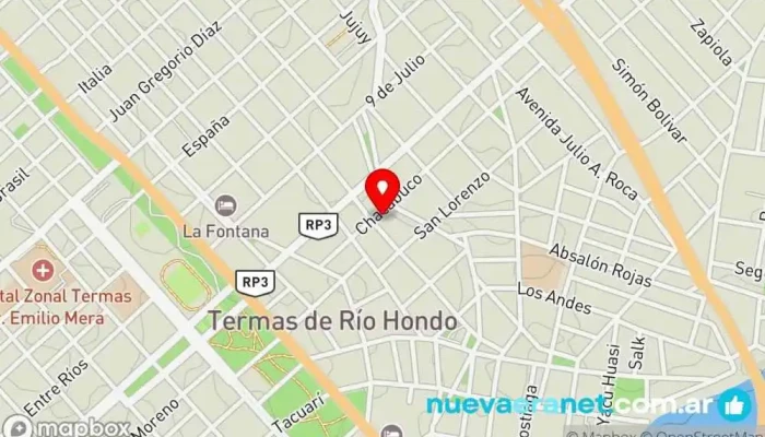 mapa de Aguas Termales Residencial Hotel en Termas de Río Hondo