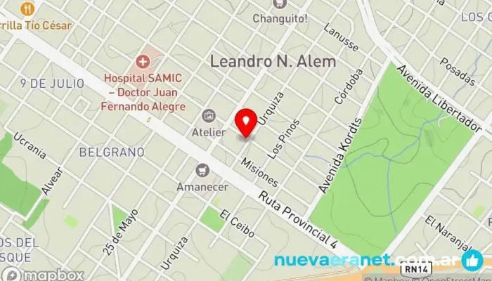 mapa de AUTOSERVICIO & PANADERÍA BELEN Supermercado en Leandro N. Alem