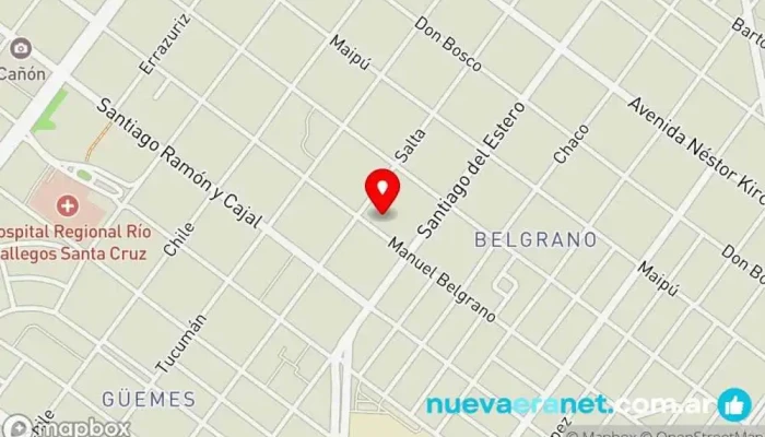mapa de Bruma fábrica de galletas y pastelería Panadería, Bufé para fiestas infantiles en Río Gallegos
