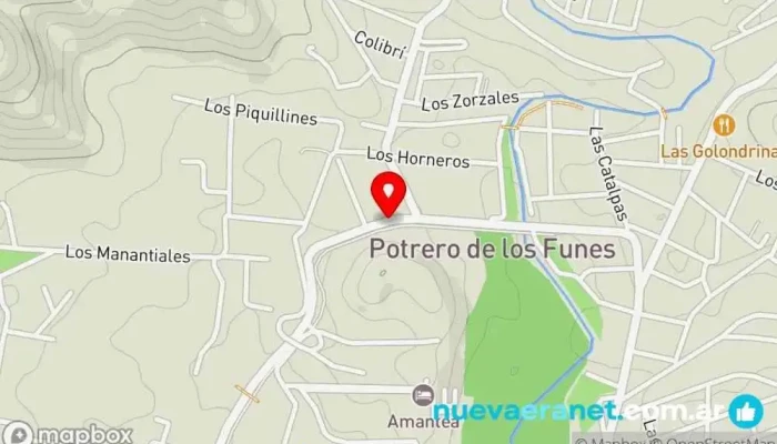 mapa de Cabañas Ayres de Funes Complejo hotelero, Agencia de alquiler de apartamentos, Casa rural, Casa de vacaciones para no fumadores en Potrero de los Funes