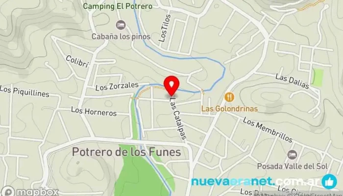 mapa de Cabañas La Lucanda Casa rural, Hotel, Complejo hotelero, Alojamiento con servicio en Potrero de los Funes