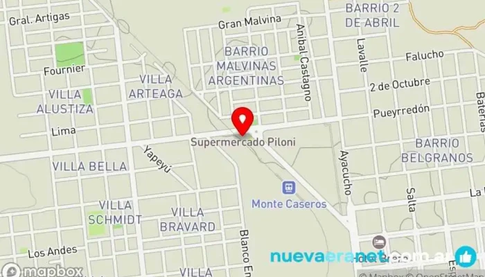 mapa de Casa del Deporte Oficina de gobierno local en Monte Caseros
