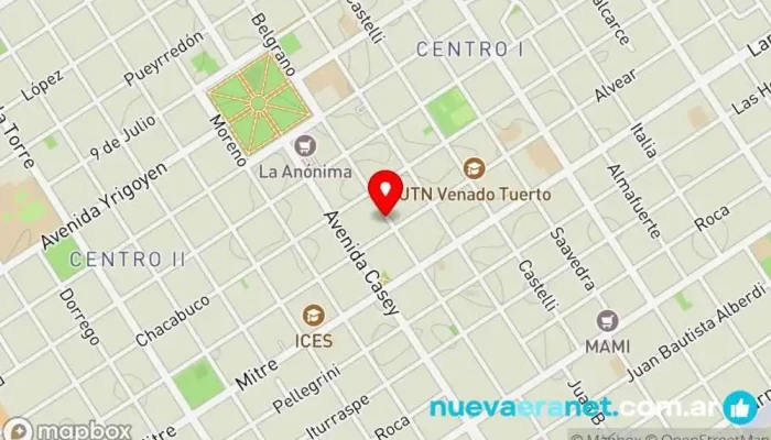 mapa de CASA DIEZ Tienda de electrodomésticos, Servicio de atención al cliente de electrodomésticos, Tienda de bicicletas, Tienda de móviles, Tienda de muebles, Colchonería, Tienda de muebles de exterior, Tienda de equipos de sonido, Tienda de artículos de aseo personal, T en Venado Tuerto