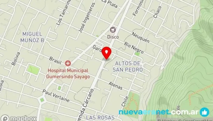 mapa de Casa Manrique Tienda de materiales para la construcción, Tienda de materiales para suelos, Tienda de artículos de fontanería en Villa Carlos Paz