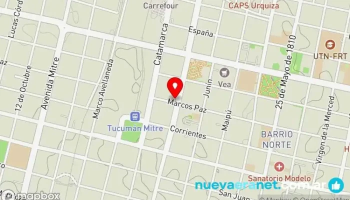 mapa de Casapan Panadería, Cafetería en San Miguel de Tucumán