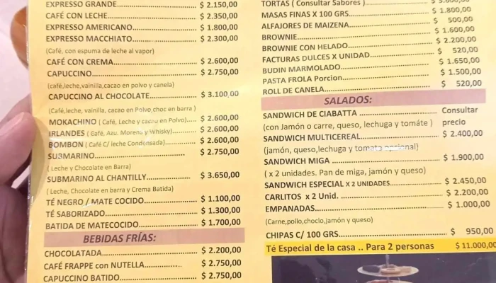 Confiteria Alemana -  Carta - Oberá