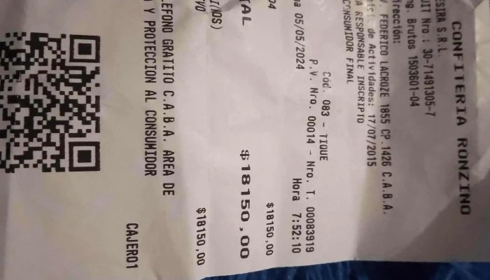 Confiteria Ronzino Puntaje - Cdad. Autónoma de Buenos Aires