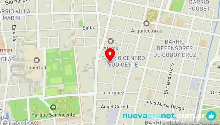 mapa de CRISTAL Panadería, Pastelería francesa en Godoy Cruz