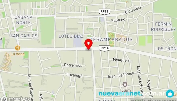 mapa de Del Parque Heladeria Libertador Heladería, Panadería, Fábrica de cerveza, Cafetería, Pastelería, Chocolatería en Rivadavia