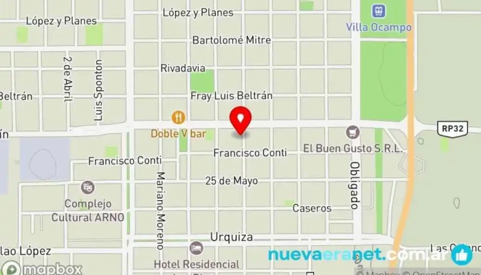 mapa de Departamento Alquiler temporal Centro Hotel, Alojamiento con servicio en Villa Ocampo