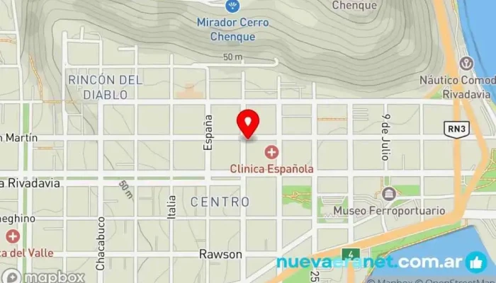 mapa de Dolce Barile / Suc Belgrano Panadería, Restaurante de desayunos en Comodoro Rivadavia