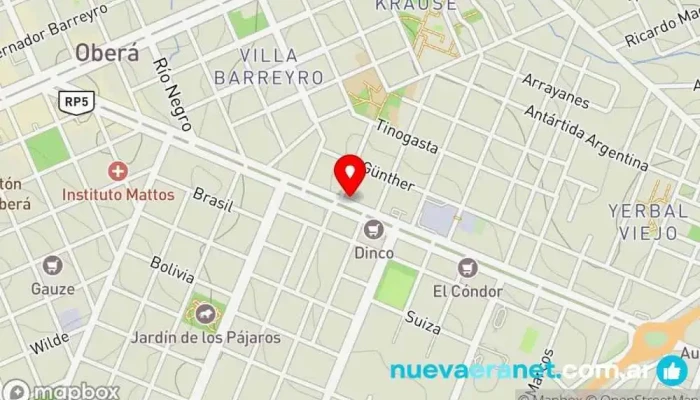 mapa de Doña Emi Restaurante, Pastelería, Hamburguesería, Heladería, Pizzería en Oberá
