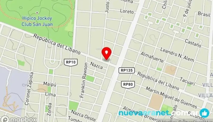 mapa de Donnas Isabella Pastelería en Rawson