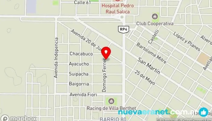 mapa de Dulce Tentación Panadería en Villa Berthet