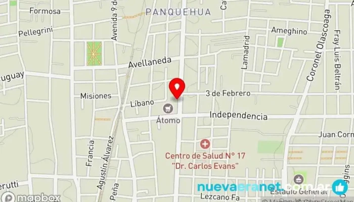 mapa de El Club Del Pan Panadería Confitería Panadería en Las Heras