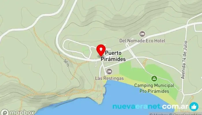 mapa de El Origen Cafetería, Bar en Puerto Piramides