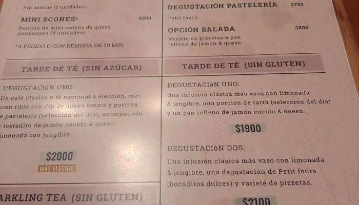 Entre Montanas Casa De Te Y Cafe Carta - Rivadavia