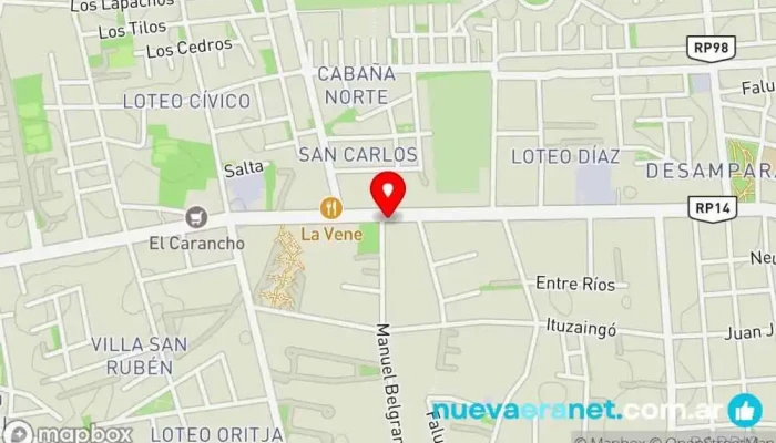 mapa de Entre Montañas, Casa de Té y Café Cafetería, Pastelería, Salón para eventos, Almacén, Tienda de té en Rivadavia