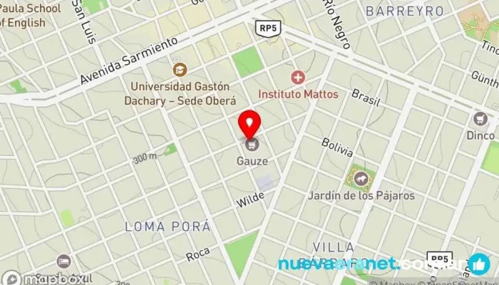 mapa de Gauze SRL Supermercados Supermercado, Panadería, Carnicería, Tienda de bebidas alcohólicas en Oberá