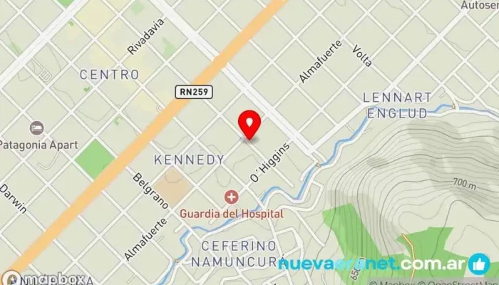 mapa de Gene Repostería Panadería, Cafetería en Esquel