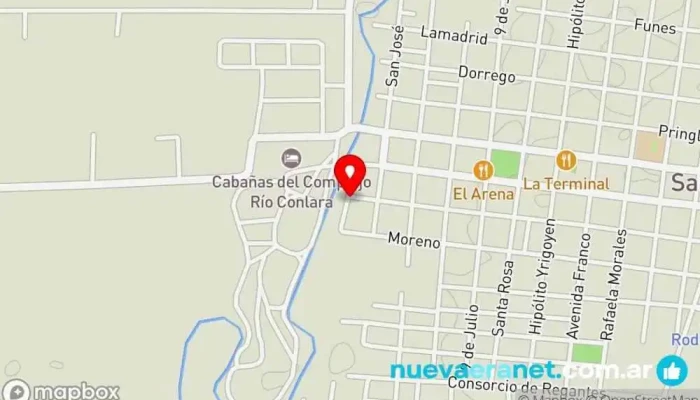 mapa de Hospedaje Frente al Río Albergue en Santa Rosa del Conlara