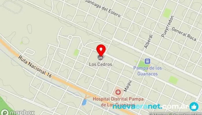 mapa de Hotel Los Cedros Hotel en Pampa de los Guanacos