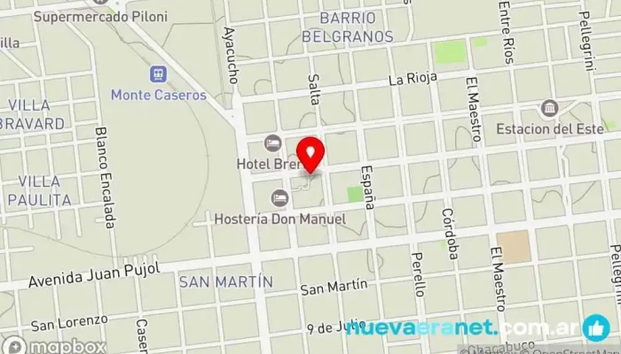 mapa de Hotel Monte Caseros Alojamiento con servicio en Monte Caseros