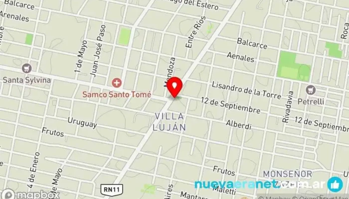 mapa de La Baguette Lujan Panadería, Tienda de fiambres en Santo Tomé