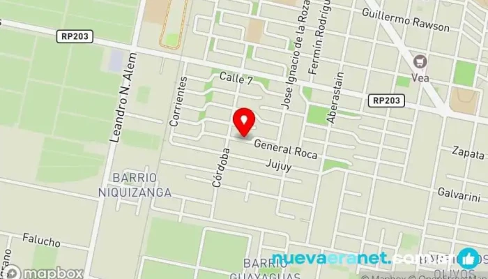 mapa de la casa de la AYE Panadería en Caucete