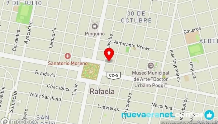 mapa de La Ensaimada Panadería, Bar, Tienda de golosinas, Tienda de tartas en Rafaela