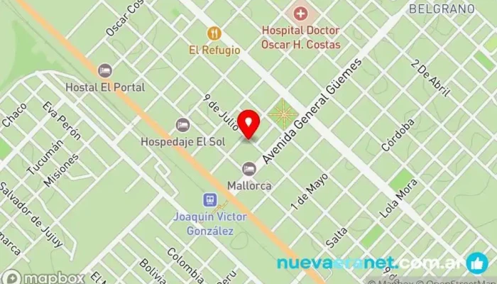 mapa de La mamá del pan Panadería en Joaquin V. González