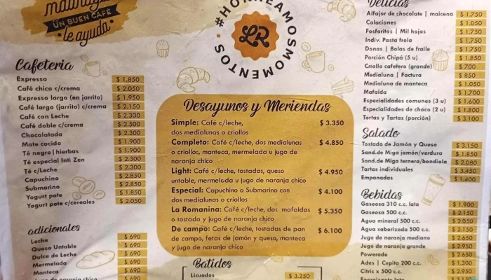 La Romanina   Panaderia Y Cafeteria Carta - X5000jgo