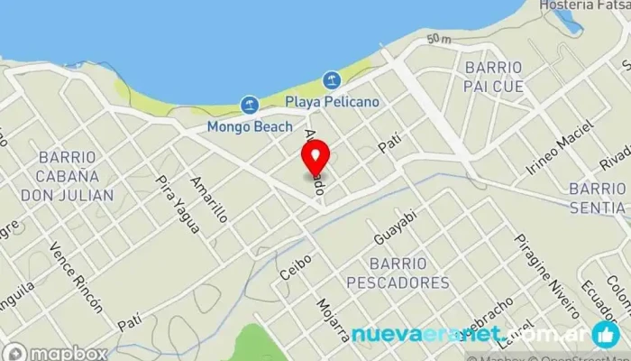 mapa de Las Farolas del Bosque Hotel en Paso de la Patria
