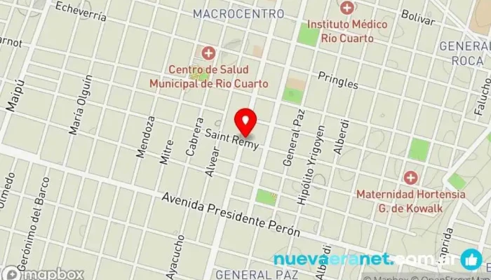 mapa de Luis María & Cía Heladería, Restaurante de desayunos, Cafetería, Pastelería, Restaurante en Río Cuarto