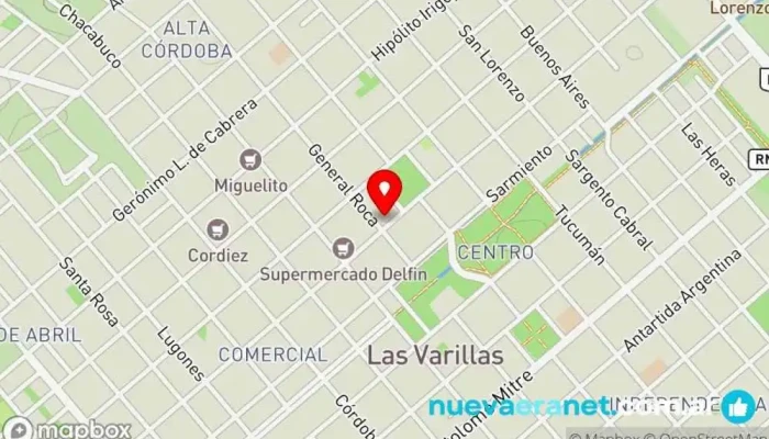 mapa de Mayo Helados Heladería, Cafetería en Las Varillas