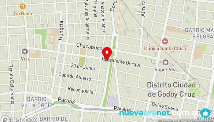 mapa de Mística Natural Tienda de alimentos orgánicos, Panadería, Tienda de cosméticos, Frutería, Herbolario en Godoy Cruz