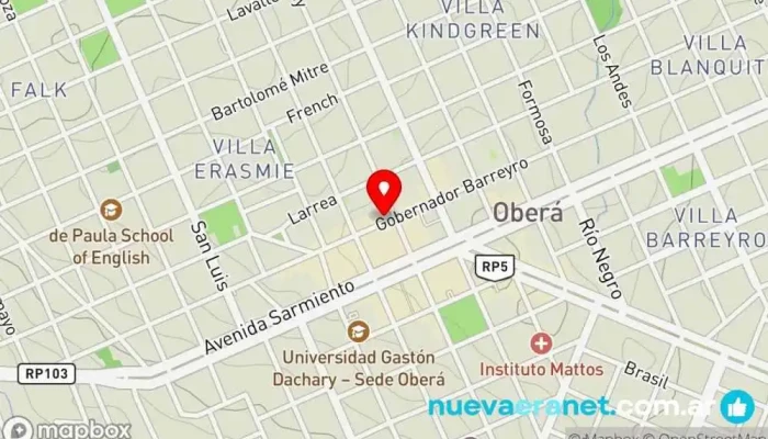mapa de Nueztra Pastelería Artesanal Panadería en Oberá