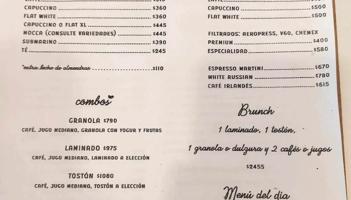 Paloma Bakery House -  Carta - Mendoza