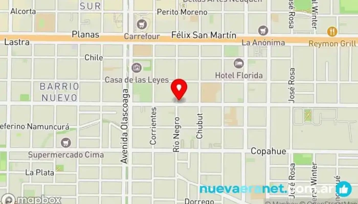 mapa de PANADERIA CONFITERIA Mirella Panadería, Pastelería francesa en Neuquén