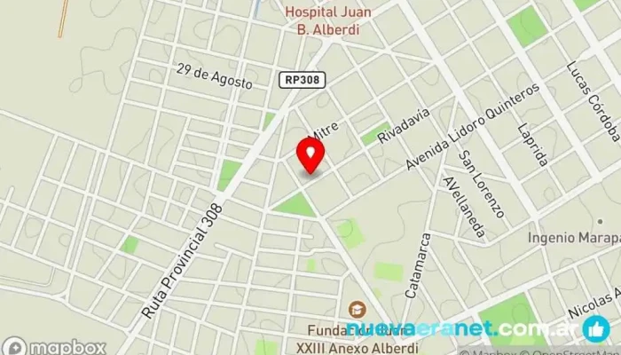 mapa de Panadería Doña Pancha Panadería en Juan Bautista Alberdi