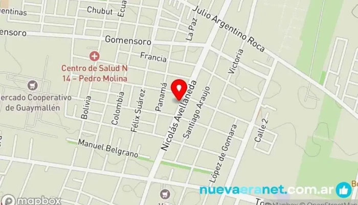 mapa de Panadería Dos Espigas Panadería en Guaymallén