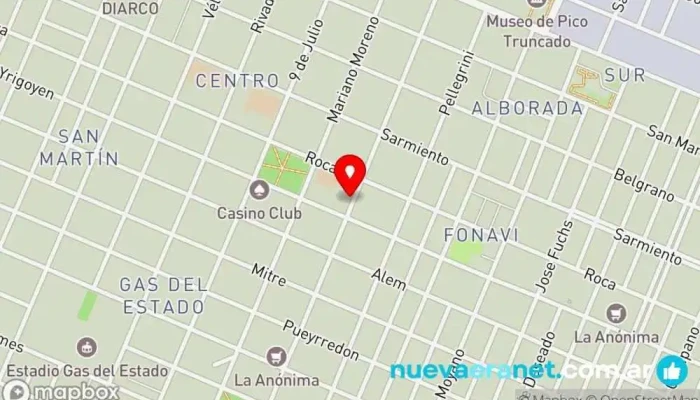 mapa de Panaderia El Nuevo Exquisito Panadería en Pico Truncado