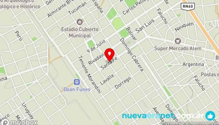 mapa de Panaderia el Sol Panadería, Tienda de fiambres, Cafetería, Heladería, Pastelería en Dean Funes