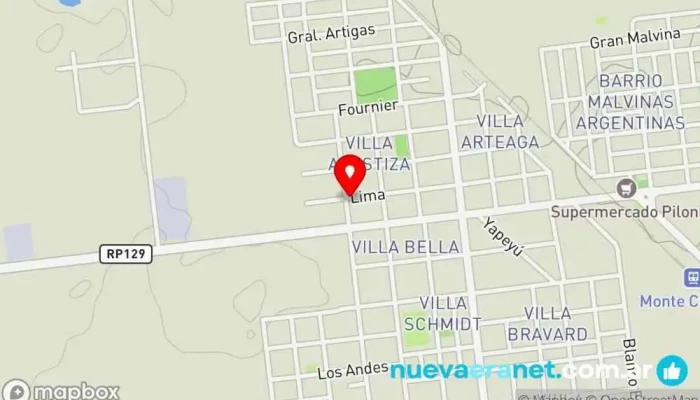 mapa de Panadería Entre Masas La Vaca y El Pollito S.R.L. Panadería en Monte Caseros
