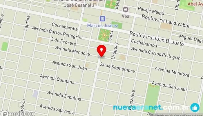 mapa de Panadería La Nueva de Adrián Barrera Panadería en Marcos Juárez