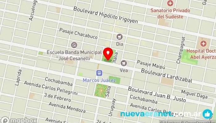 mapa de Panaderia lavalle Tienda general en Marcos Juárez