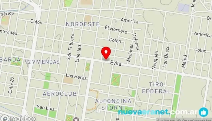 mapa de Panadería Manjares Panadería en Gral. Roca