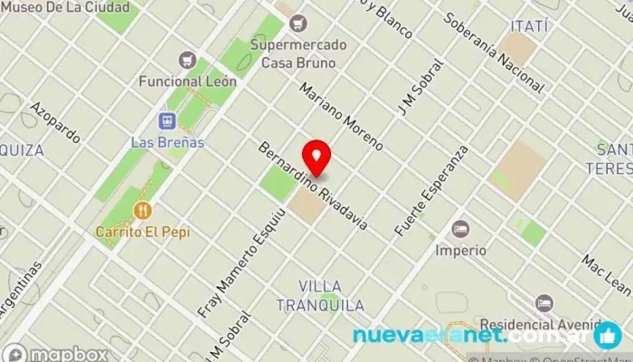 mapa de Panadería Miel y Canela Panadería en Las Breñas