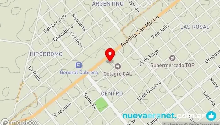 mapa de Panadería Pan - Keke Confiteria Panadería en Gral. Cabrera