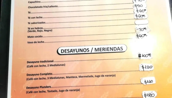 Panaderia Plunders Carta - Córdoba